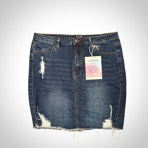 NWT~WAX JEAN~ Women’s Distressed Cutoff Raw Hem Mini Jean Skirt~Large~SKU199
